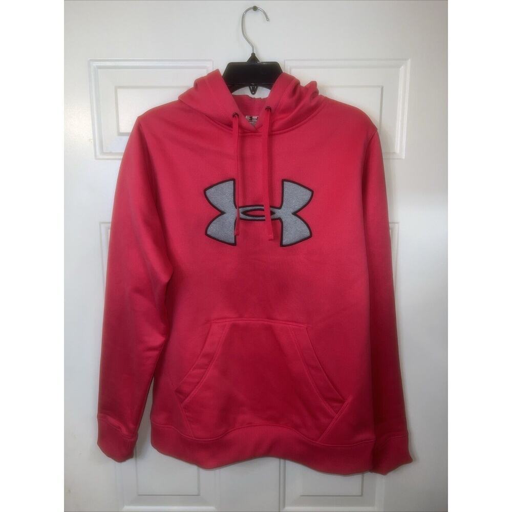 Under Armour Hoodie Sweatshirt Red Men’s Large Fleece Pullover Jacket Loose Fit